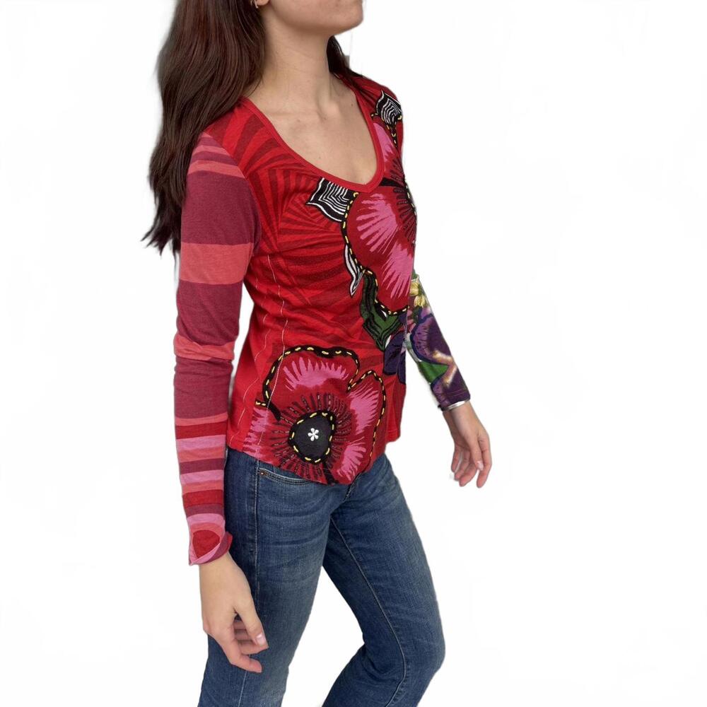 Desigual Patchwork Floral Pattern Long Sleeve Shi… - image 2